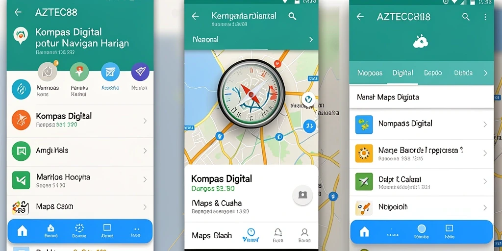 Antarmuka AZTEC88 menampilkan kompas digital yang akurat dan fungsi navigasi yang intuitif.