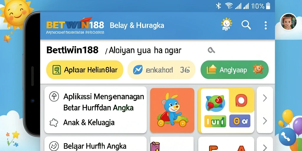 Antarmuka colorful dan menarik dari BETWIN188 untuk belajar huruf dan angka.