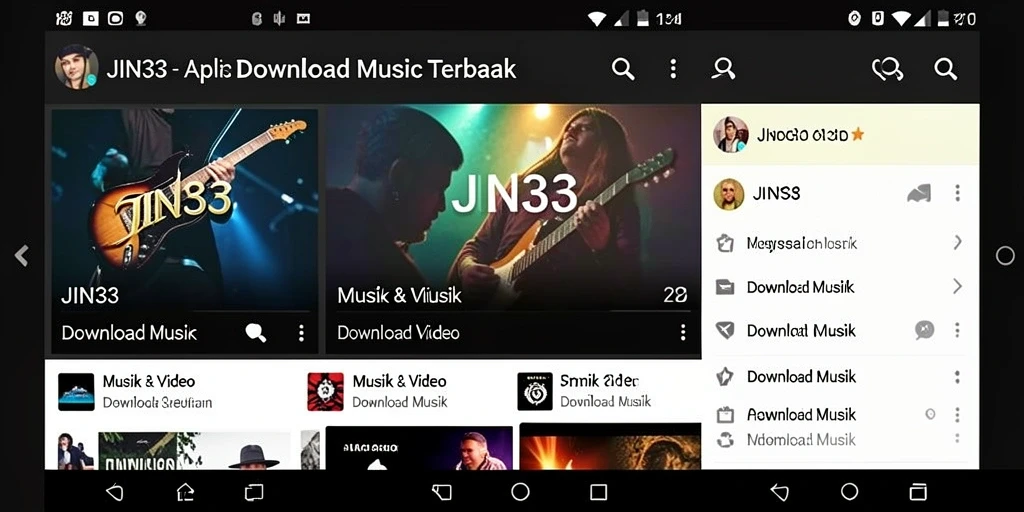 Tampilan antarmuka JIN33 yang memudahkan pengguna dalam Download Musik.