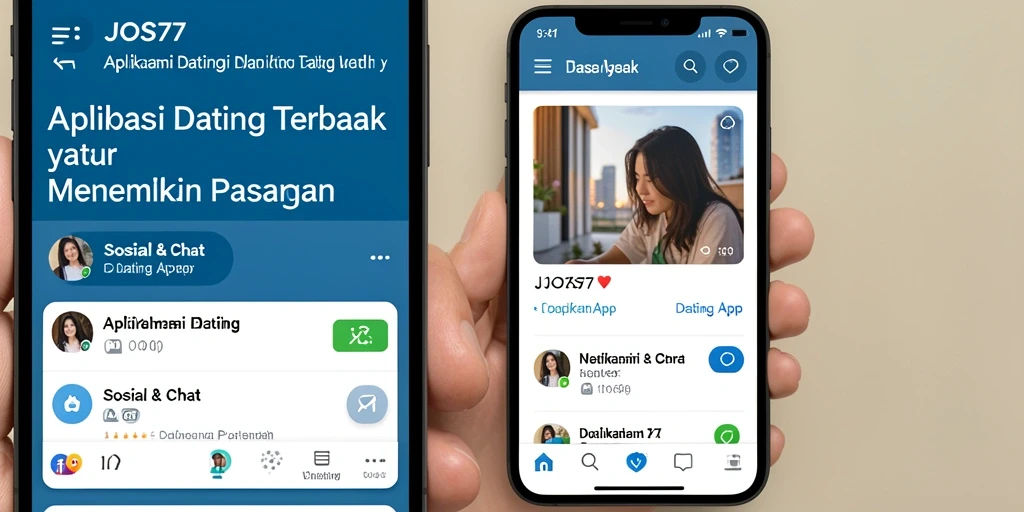 Tampilan antarmuka JOS77 yang menarik dan intuitif untuk aplikasi Dating App.